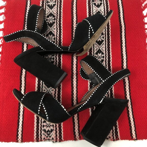 Tabitha Simmons Block Heel Black & White Sandals 9 - Picture 6 of 14